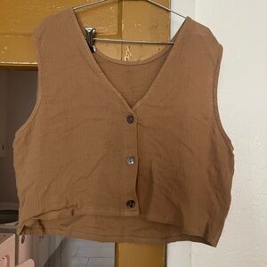 Fashion Brand Company Tan Sleeveless Crop Top